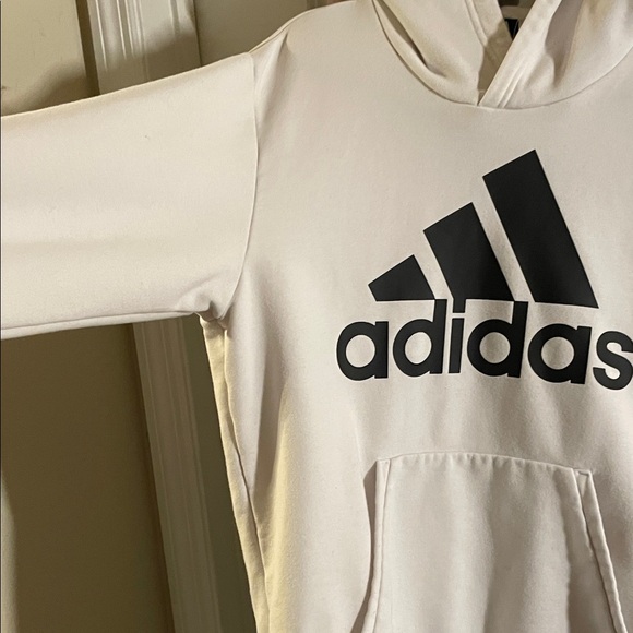 🍁 Adidas White Hoodie with Black Logo EUC - Picture 2 of 9